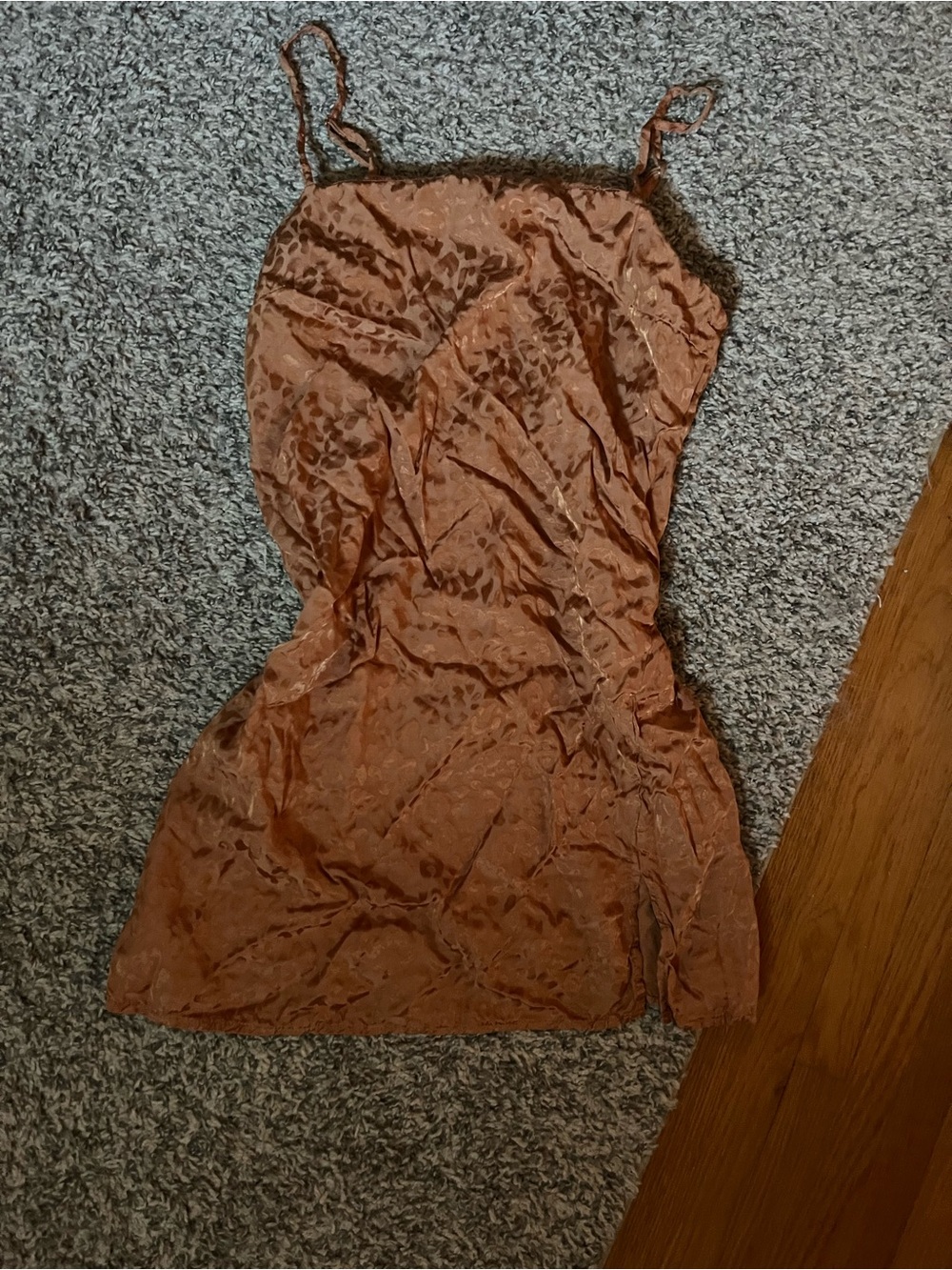 Urban Outfitters Rust Leopard-Textured Mini Slip Dress